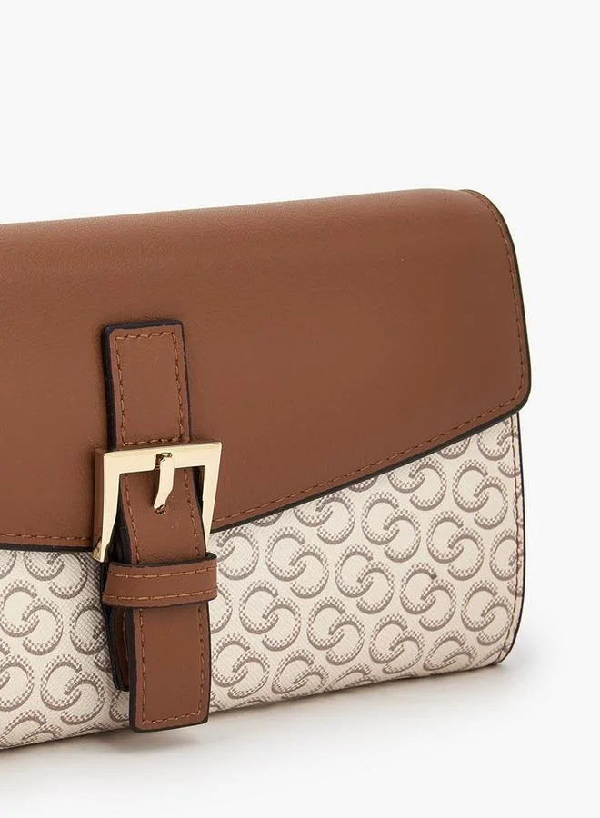 سيليست Monogram Print Wallet with Button Closure